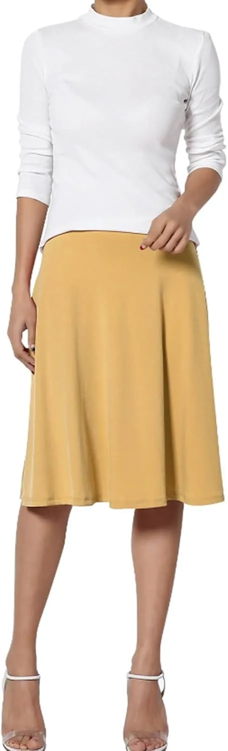 Women's Solid Lightweight Flare Midi Pull On Closure Skirt Extra Large Cage Skirt