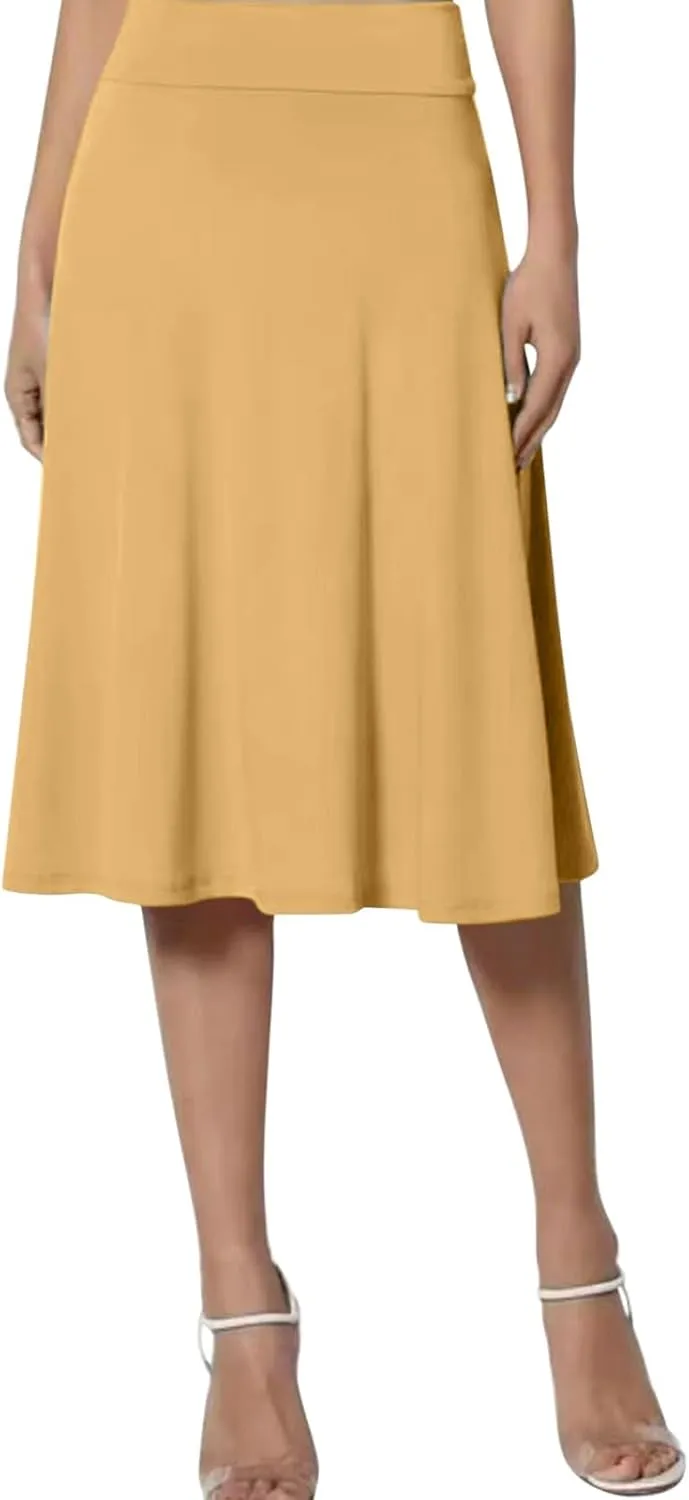 Women's Solid Lightweight Flare Midi Pull On Closure Skirt Extra Large Cage Skirt