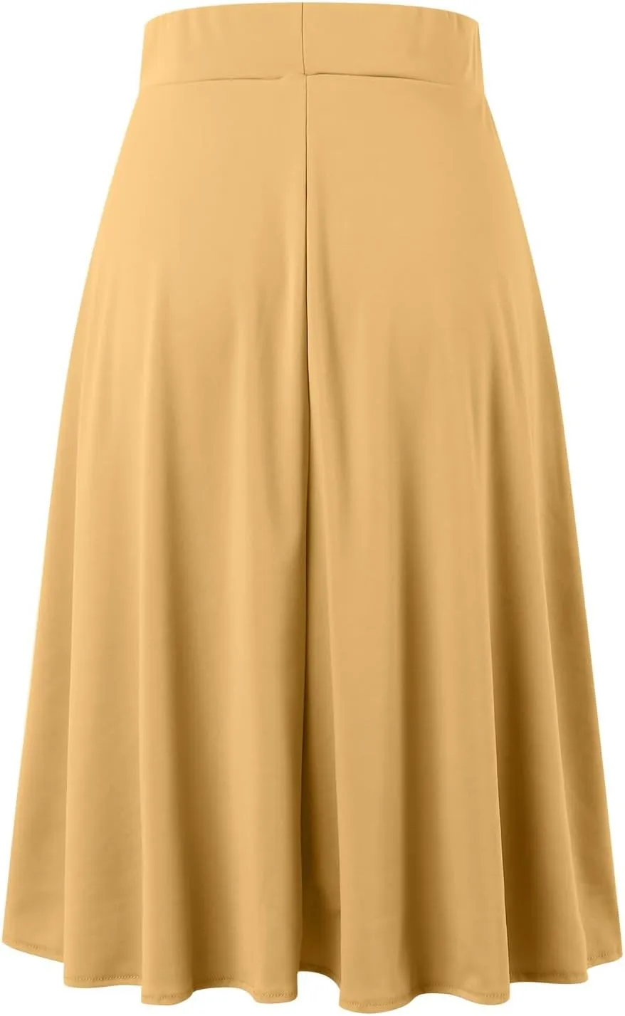 Women's Solid Lightweight Flare Midi Pull On Closure Skirt Extra Large Cage Skirt