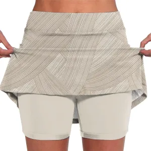 Women's Striped Patchwork Skorts 2 in 1 Stretch Outdoor Athletic Skirt Shorts Lightweight Soft Comfy-Fit Tennis Short