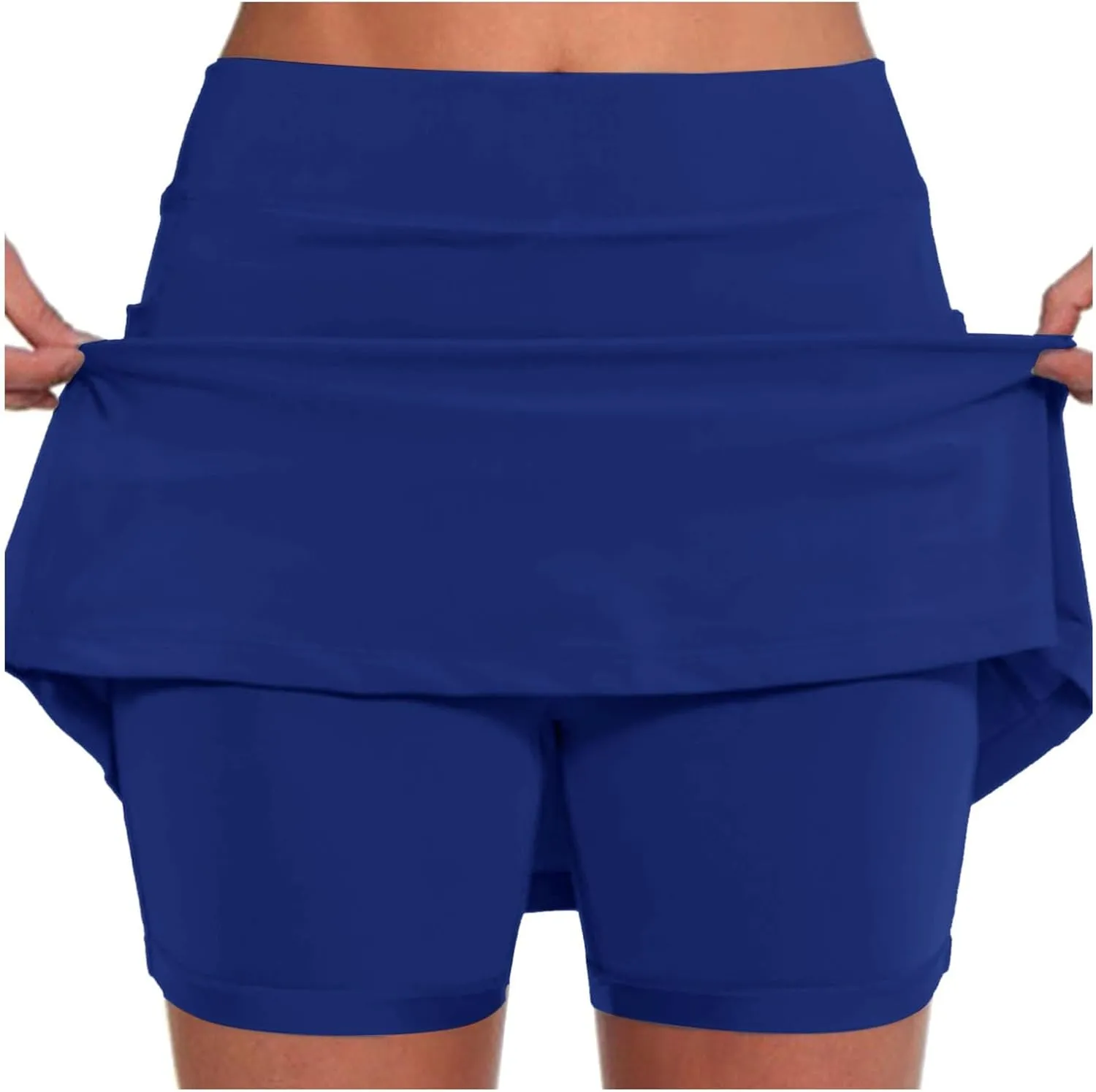 Women's Striped Patchwork Skorts 2 in 1 Stretch Outdoor Athletic Skirt Shorts Lightweight Soft Comfy-Fit Tennis Short