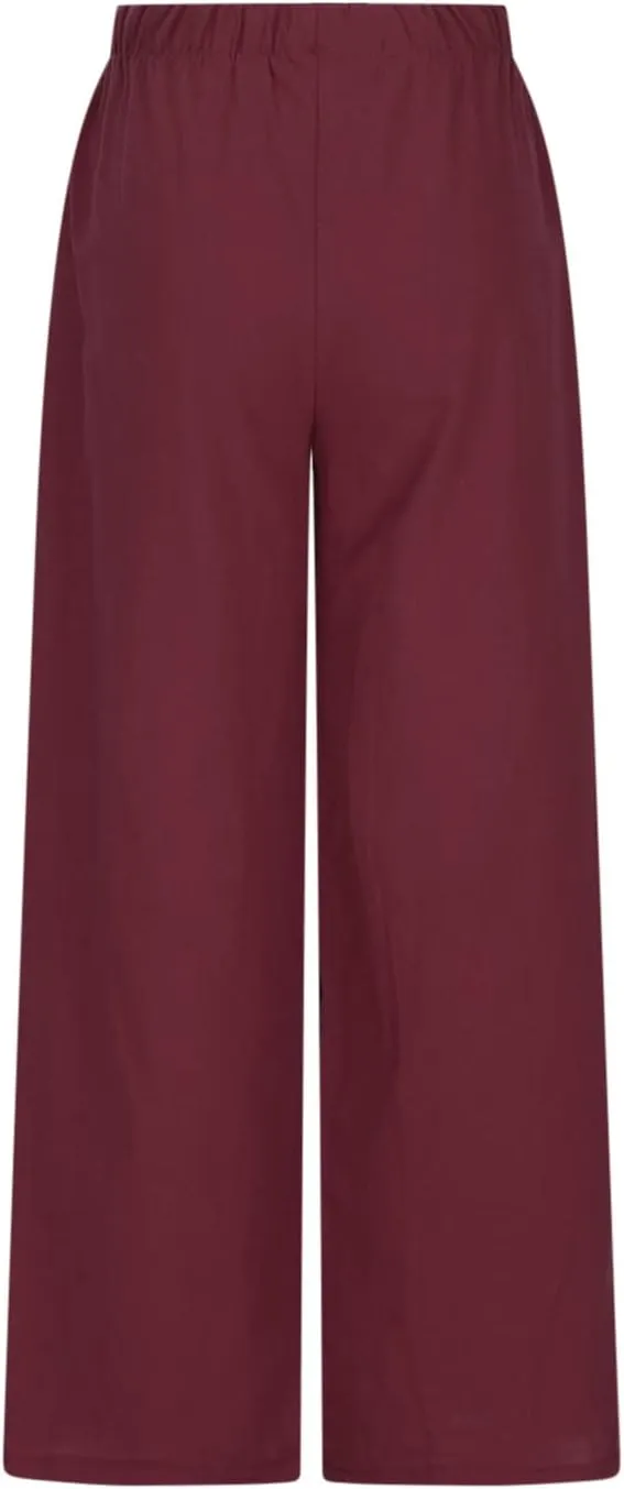 Womens Summer Linen Palazzo Pants Causal Elastic High Waist Flowy Wide Leg Pant Trousers Resort Wear Outfits 2024