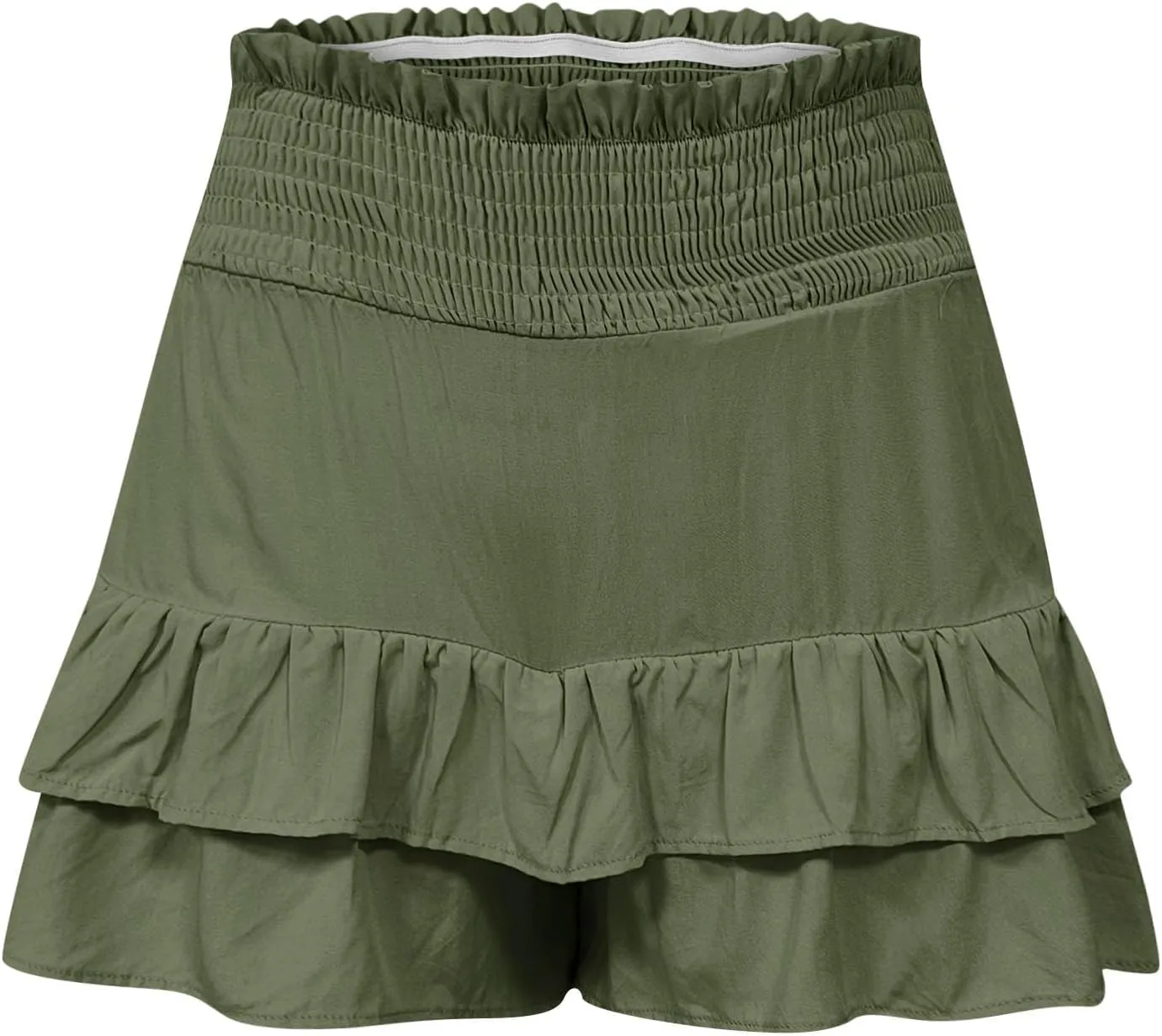 Womens Summer Skorts Flowy Mini Skirts High Waist Ruffle Tiered Skorts Casual Boho Beach Skirts Built-in Shorts
