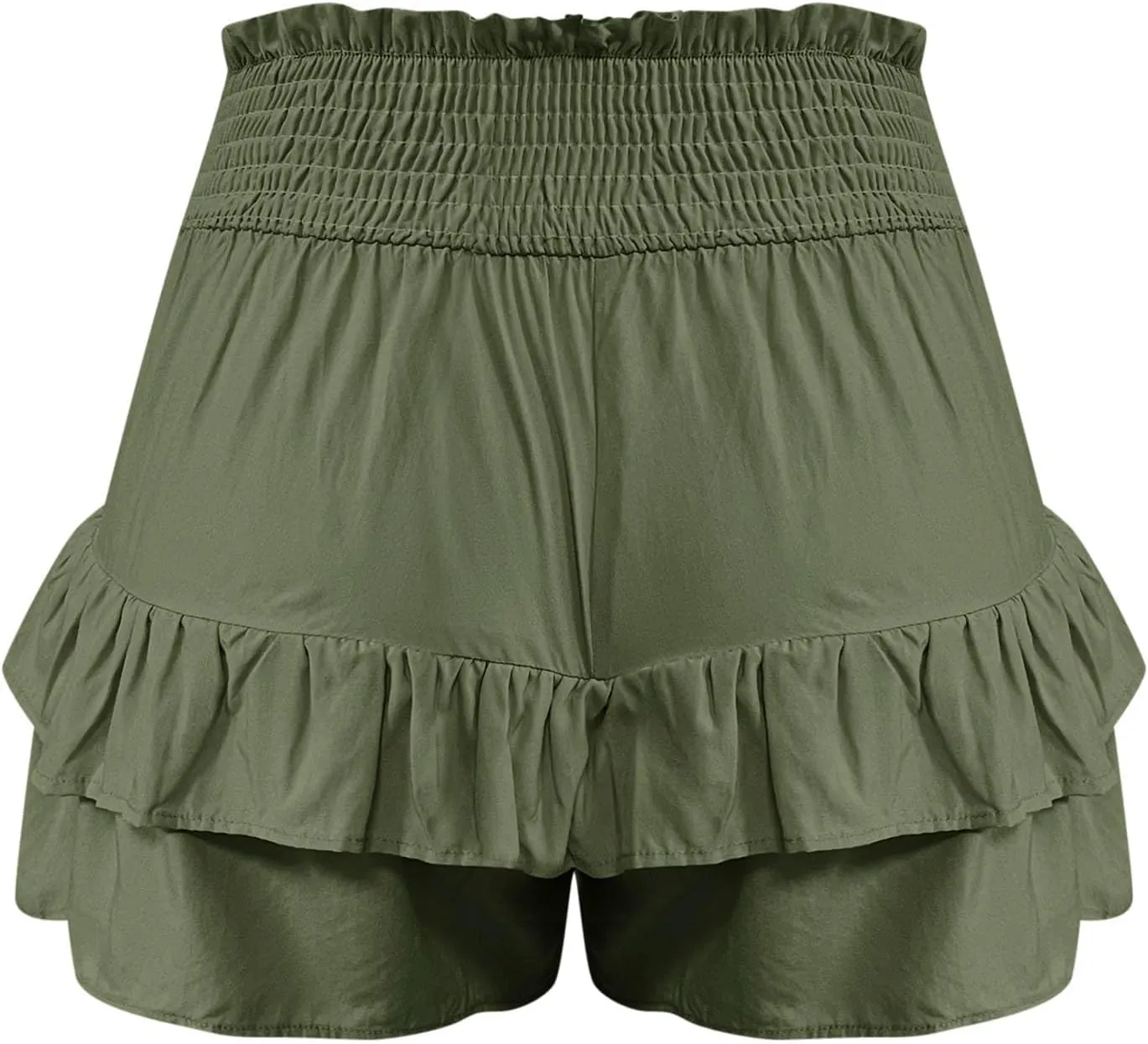 Womens Summer Skorts Flowy Mini Skirts High Waist Ruffle Tiered Skorts Casual Boho Beach Skirts Built-in Shorts