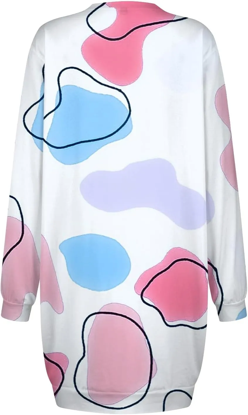 Womens Sweater Dresses 2024 Round Neck Geometric Long Sleeve Hip Wrapped Dress Sweater Dress