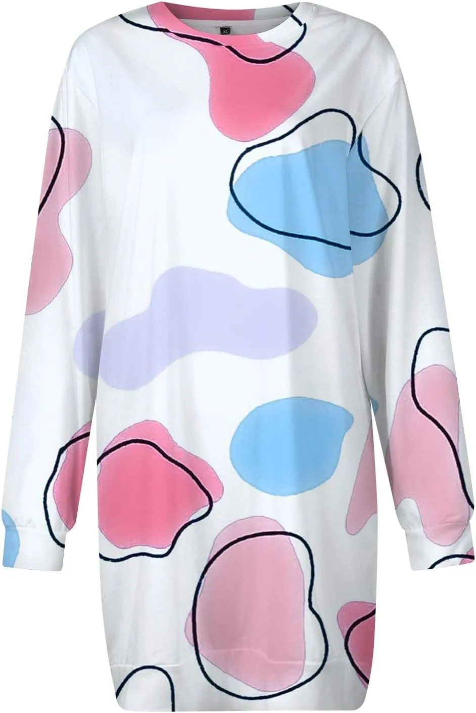 Womens Sweater Dresses 2024 Round Neck Geometric Long Sleeve Hip Wrapped Dress Sweater Dress