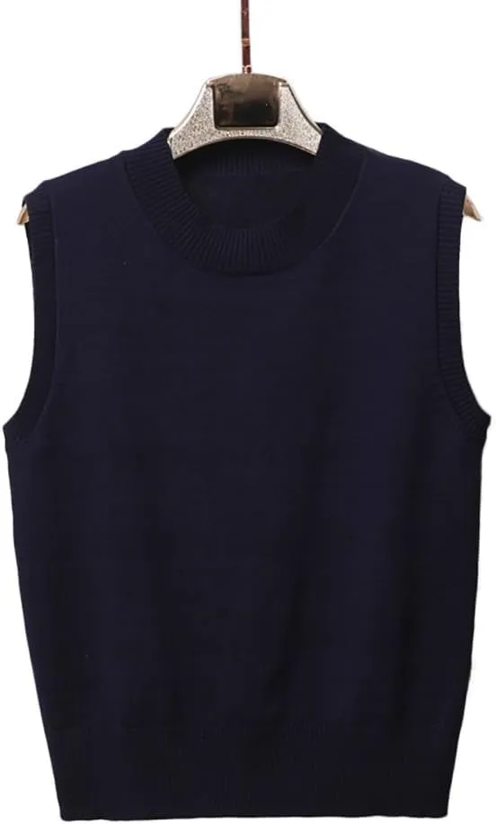 Women's Sweater Vest Crew Neck Sleeveless Pullover Sweater Classic Basic Solid Ribbed Knit Tank Tops