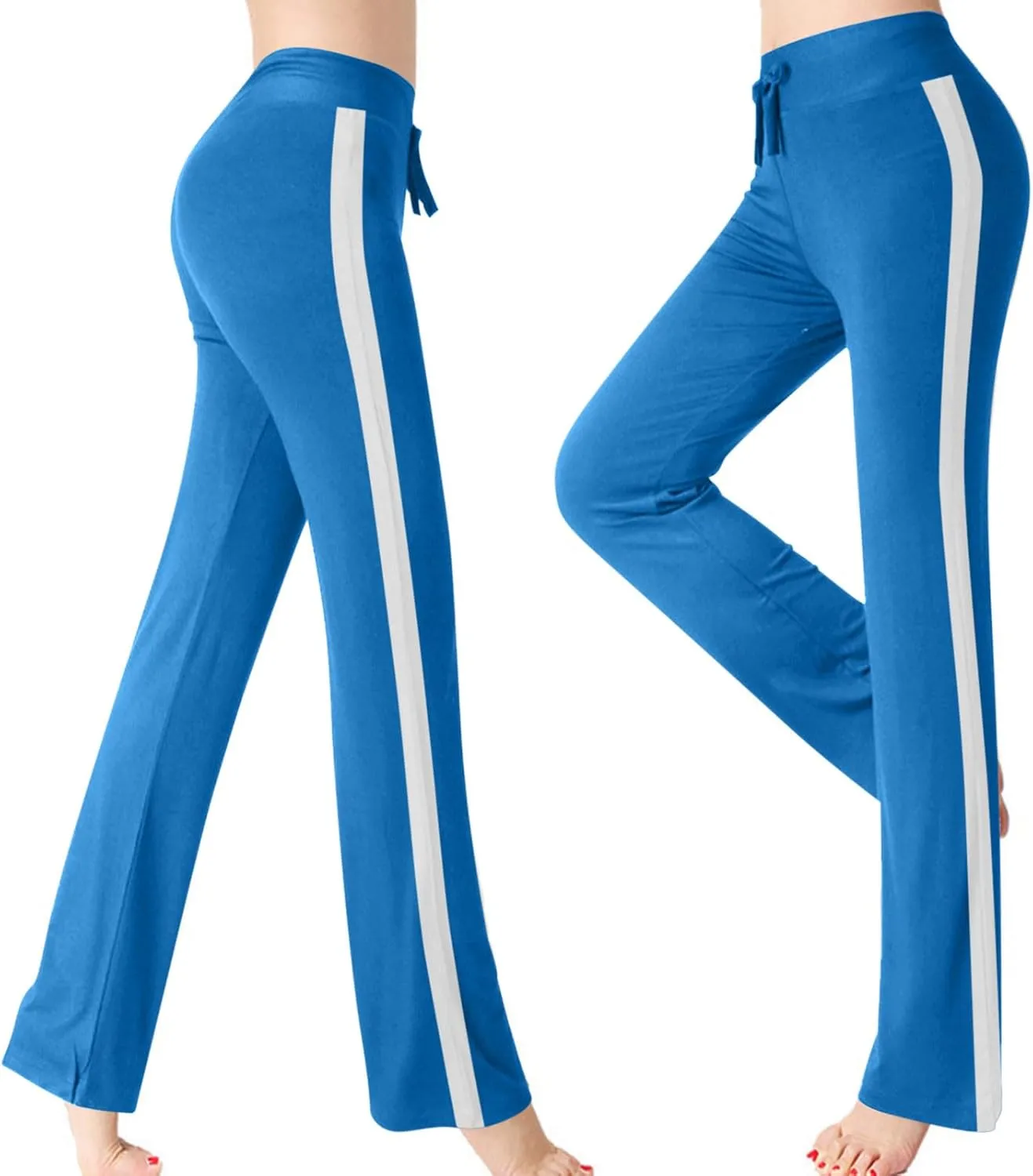 Women's Sweatpant Yoga Leggings Side Striped High Waist Stretch Slim Comfy Jogger Gym Sport Workout Pants Trousers