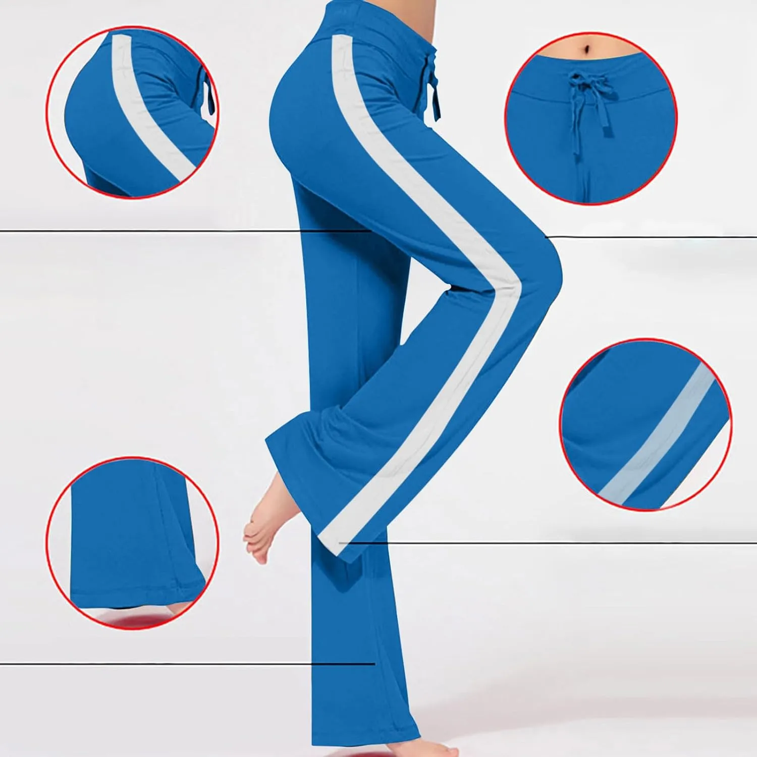 Women's Sweatpant Yoga Leggings Side Striped High Waist Stretch Slim Comfy Jogger Gym Sport Workout Pants Trousers