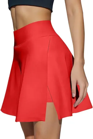 Women's Tennis Skirt with Shorts Underneath Summer Athletic Skorts with Slit Y2k High Waisted Golf Skirt