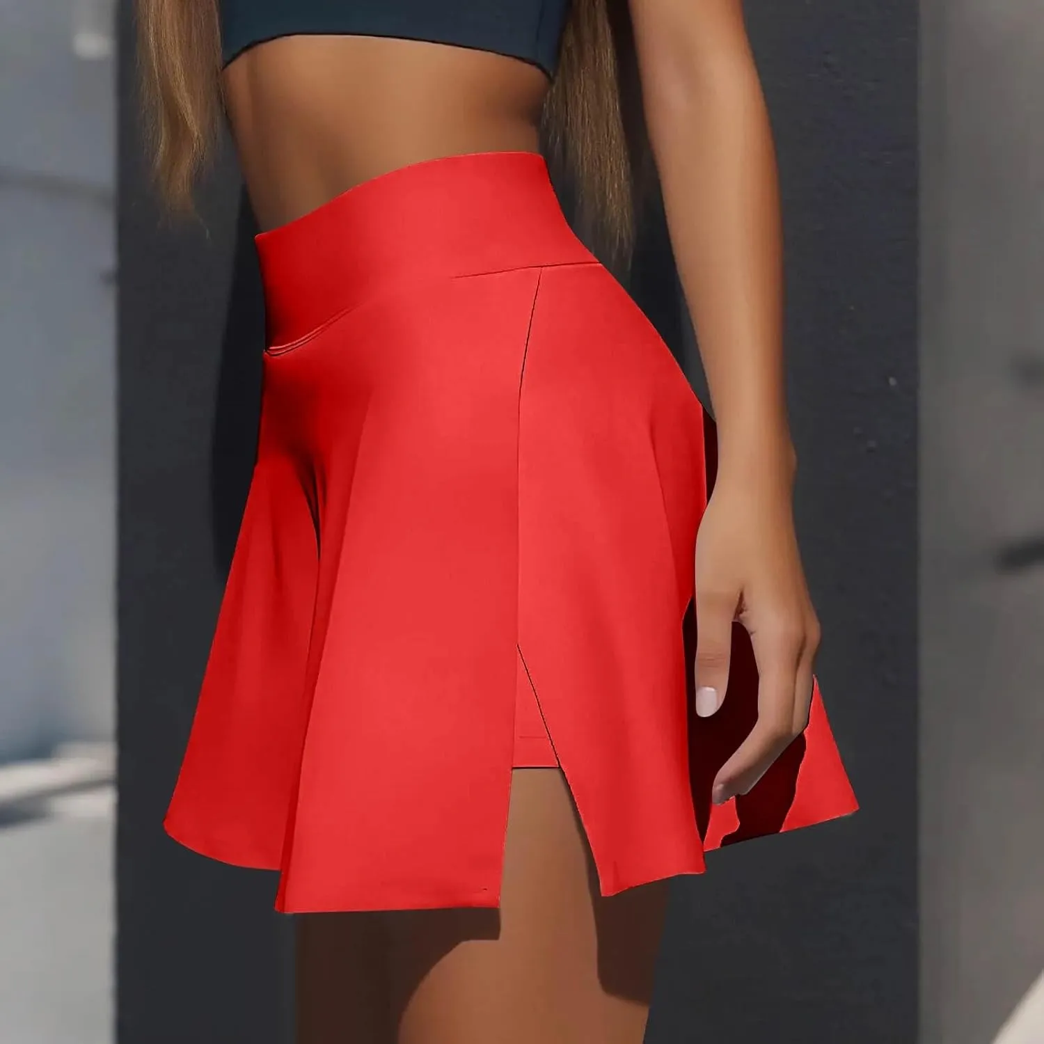 Women's Tennis Skirt with Shorts Underneath Summer Athletic Skorts with Slit Y2k High Waisted Golf Skirt