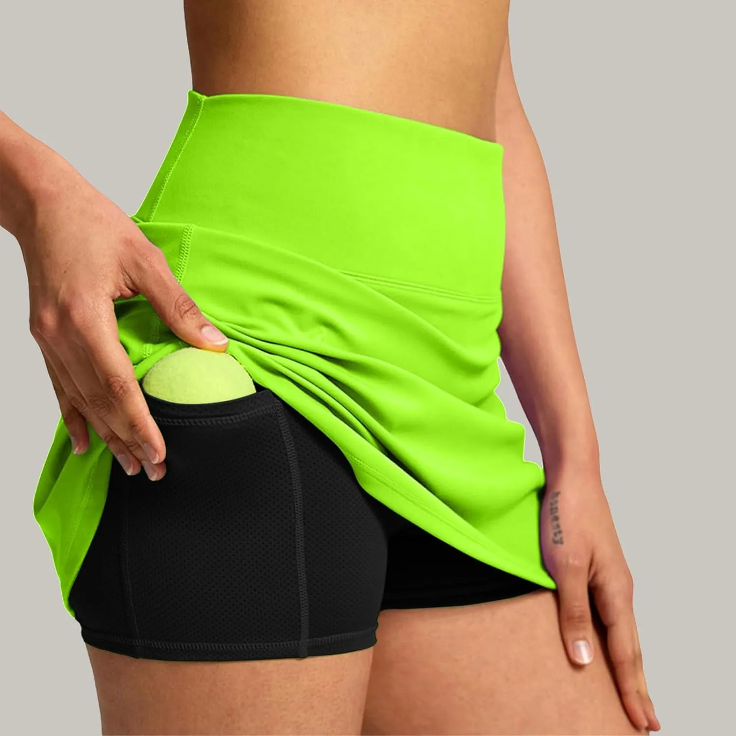 Women's Tennis Skirts with Shorts Underneath High Waist Athletic Skorts Casual Layered Skinny Golf Skirts with Pocket