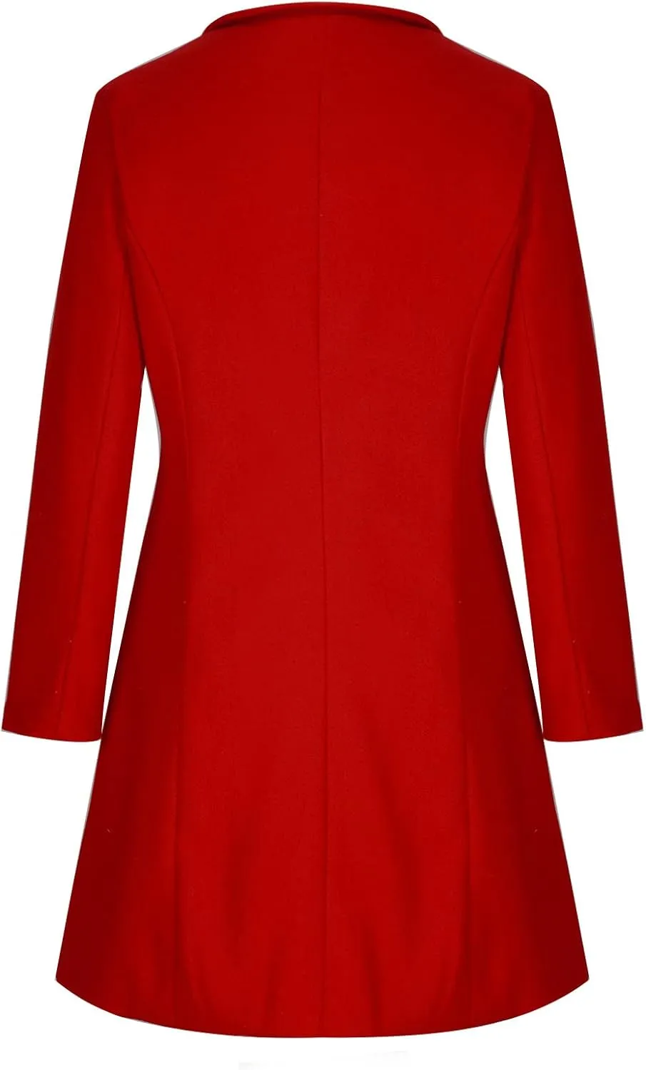 Womens Trench Coat Double Breasted Mid Long Pea Coat Notch Lapel Open Front Wool Blend Overcoat Winter Outwear