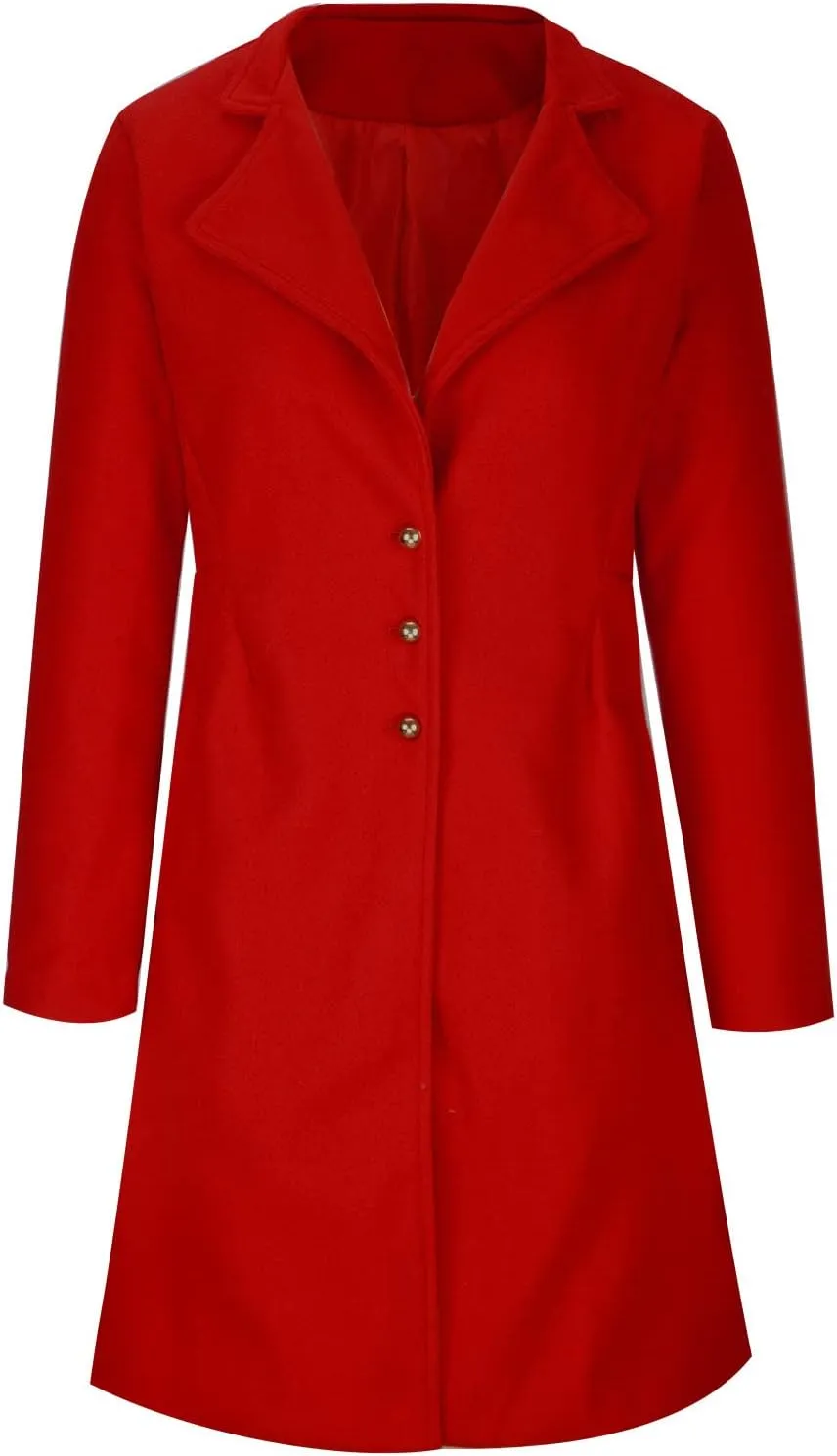 Womens Trench Coat Double Breasted Mid Long Pea Coat Notch Lapel Open Front Wool Blend Overcoat Winter Outwear