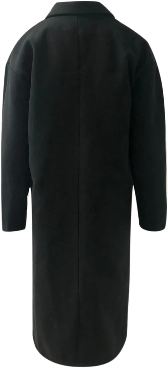 Womens Trench Coat Fall Winter Wool Coats Notch Lapel Double Breasted Oversized Midi Peacoat Trench Coats