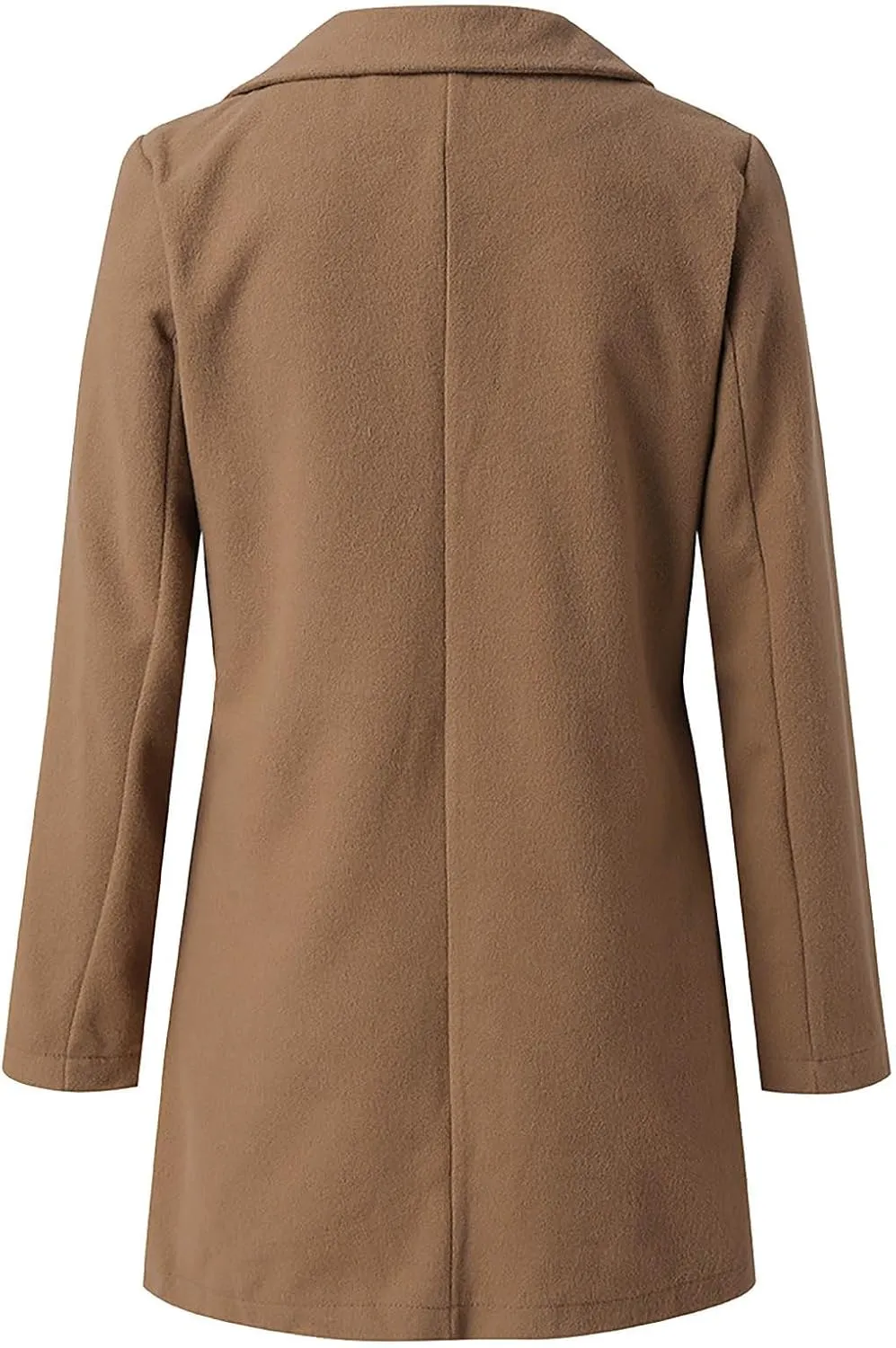 Womens Trench Coat Mid Length Notched Lapel Collar Double Breasted Pea Coat Wool Blend Winter Over Coats Jackets