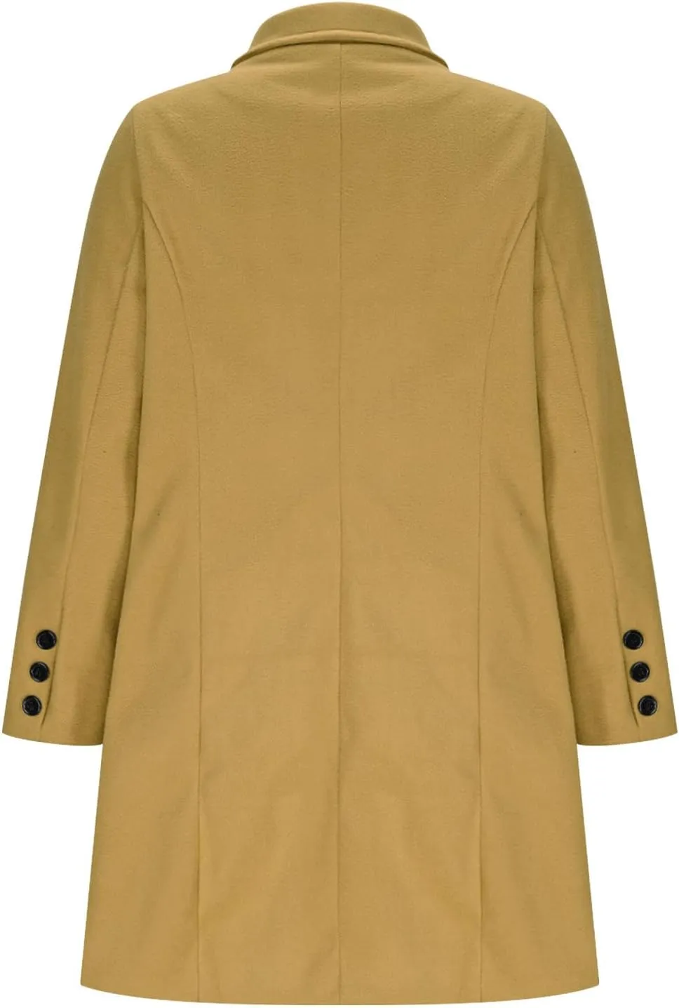 Womens Trench Coat Warm Double Breasted Wool Pea Coat Notched Lapel Long Sleeve Jacket Overcoat with Pockets
