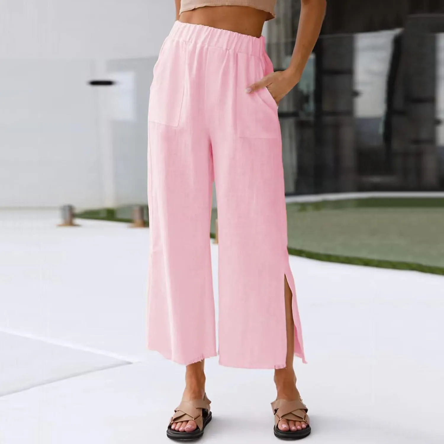 Womens Trousers Wide Leg High Waist Trouser Fit Loose Yoga Long Pants Business Casual Pants for Women Skinny