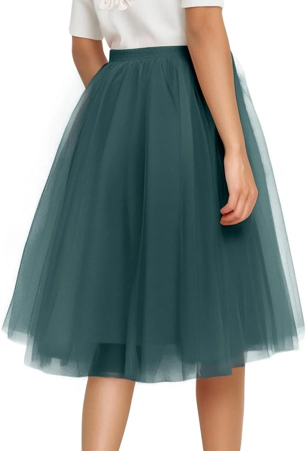 Women's Underskirts for Cosplay Elastic Ruffle Tutu Skirt A-Line Party Lightweight Petticoat Tulle Elegant Midi Skirt