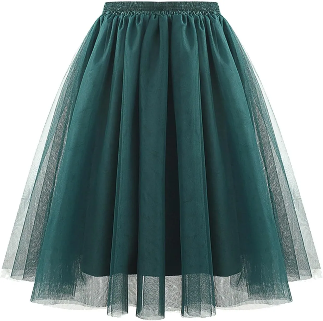 Women's Underskirts for Cosplay Elastic Ruffle Tutu Skirt A-Line Party Lightweight Petticoat Tulle Elegant Midi Skirt
