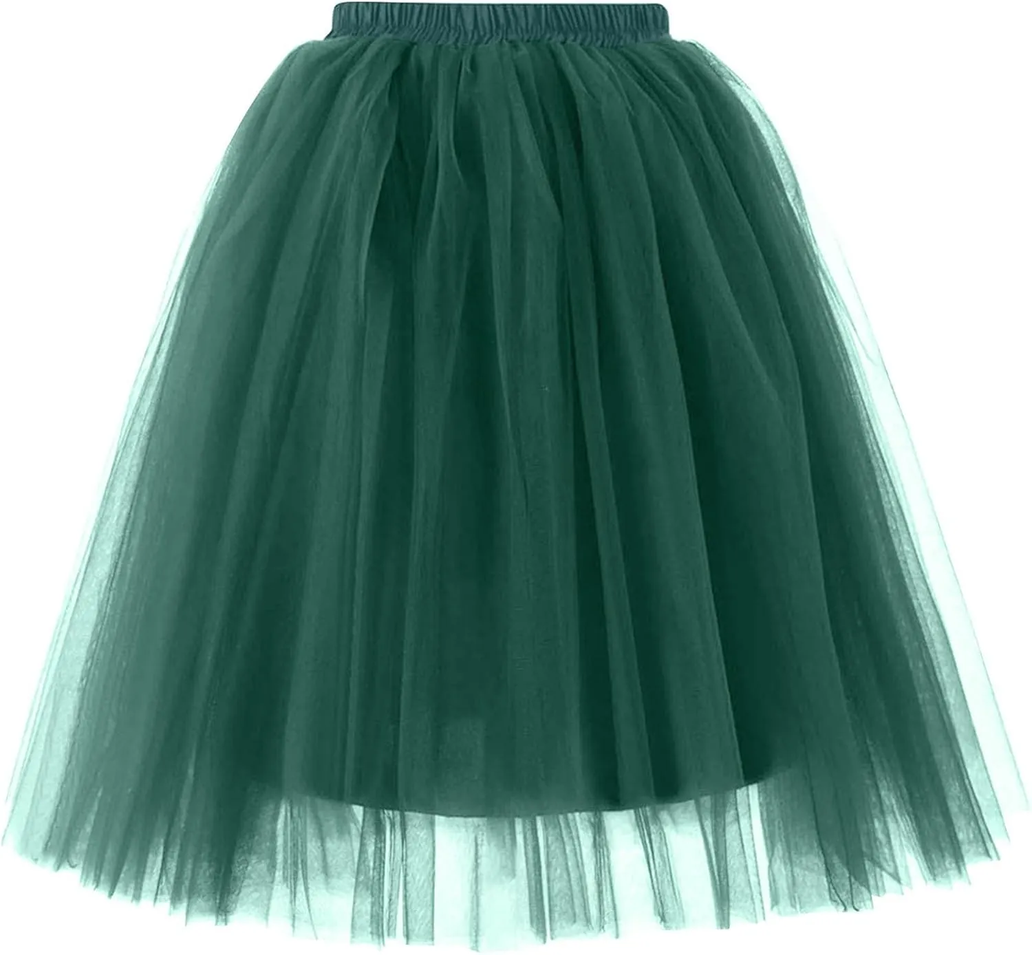 Womens Underskirts for Cosplay Elastic Ruffle Tutu Skirt Party Tulle Elegant Midi Skirt Lightweight A-Line Petticoat