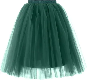 Womens Underskirts for Cosplay Elastic Ruffle Tutu Skirt Party Tulle Elegant Midi Skirt Lightweight A-Line Petticoat