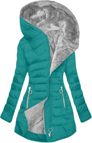 Womens Winter Coats Fleece Lined Thicken Puffer Jackets with Hood Zipper Long Warm Overcoat 2024 Trendy Down Jacket