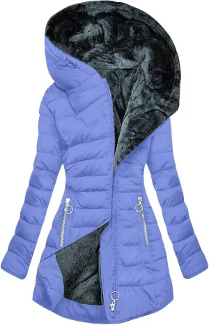 Womens Winter Coats Fleece Lined Thicken Puffer Jackets with Hood Zipper Long Warm Overcoat 2024 Trendy Down Jacket