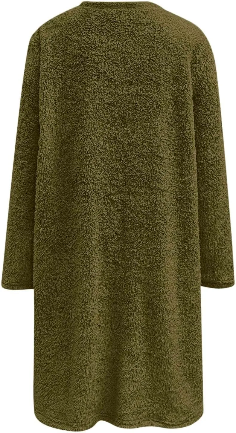Women's Winter Coats Plus Size Sweaters Cute Tops with Pockets Warm Sweater Tops Trench Pullover Sweaters for Women
