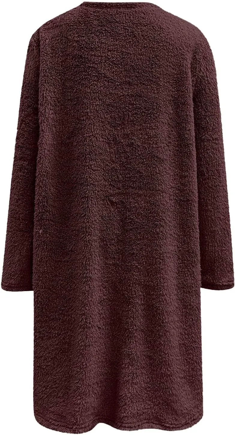 Women's Winter Coats Plus Size Sweaters Cute Tops with Pockets Warm Sweater Tops Trench Pullover Sweaters for Women