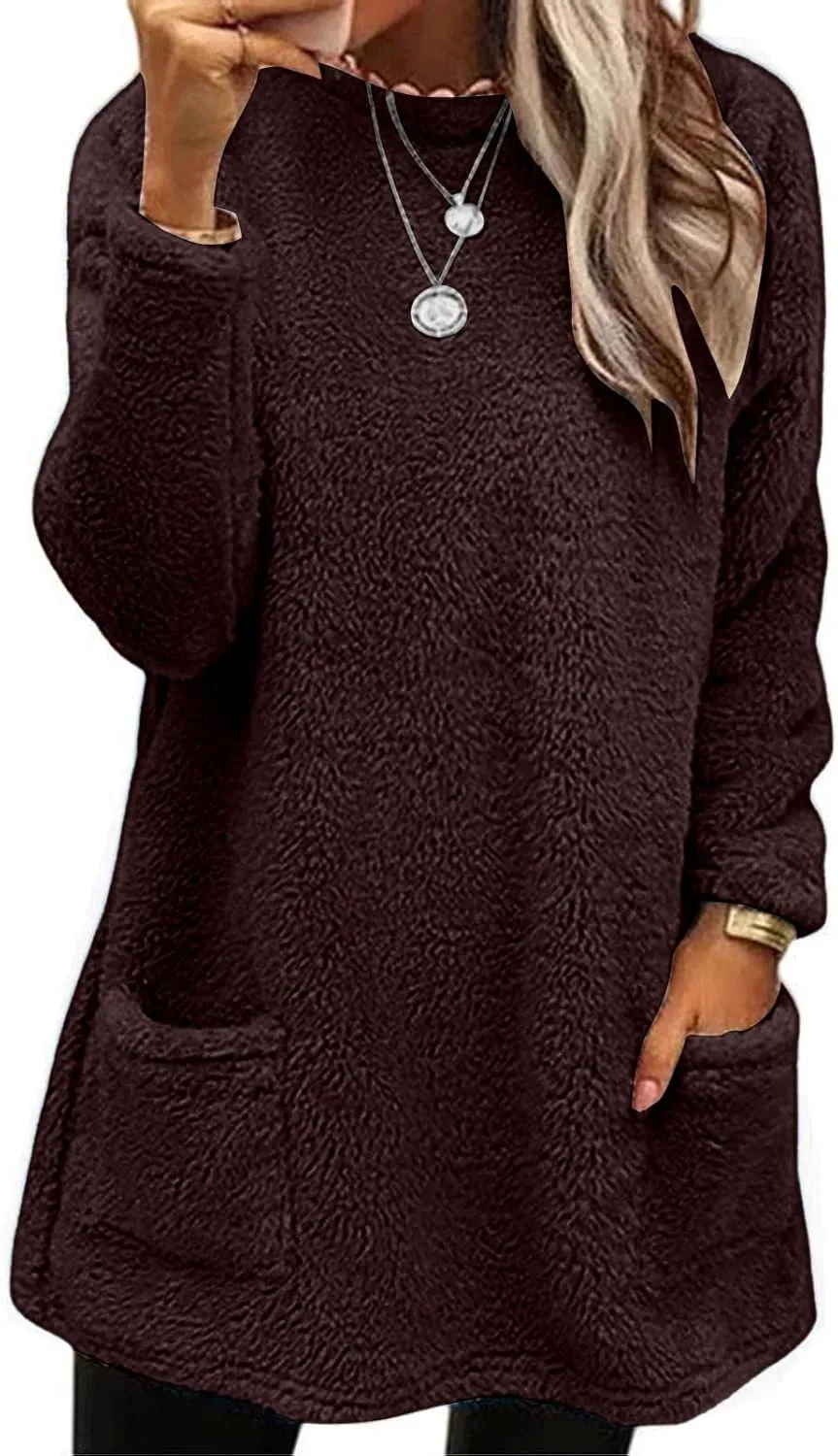 Women's Winter Coats Plus Size Sweaters Cute Tops with Pockets Warm Sweater Tops Trench Pullover Sweaters for Women