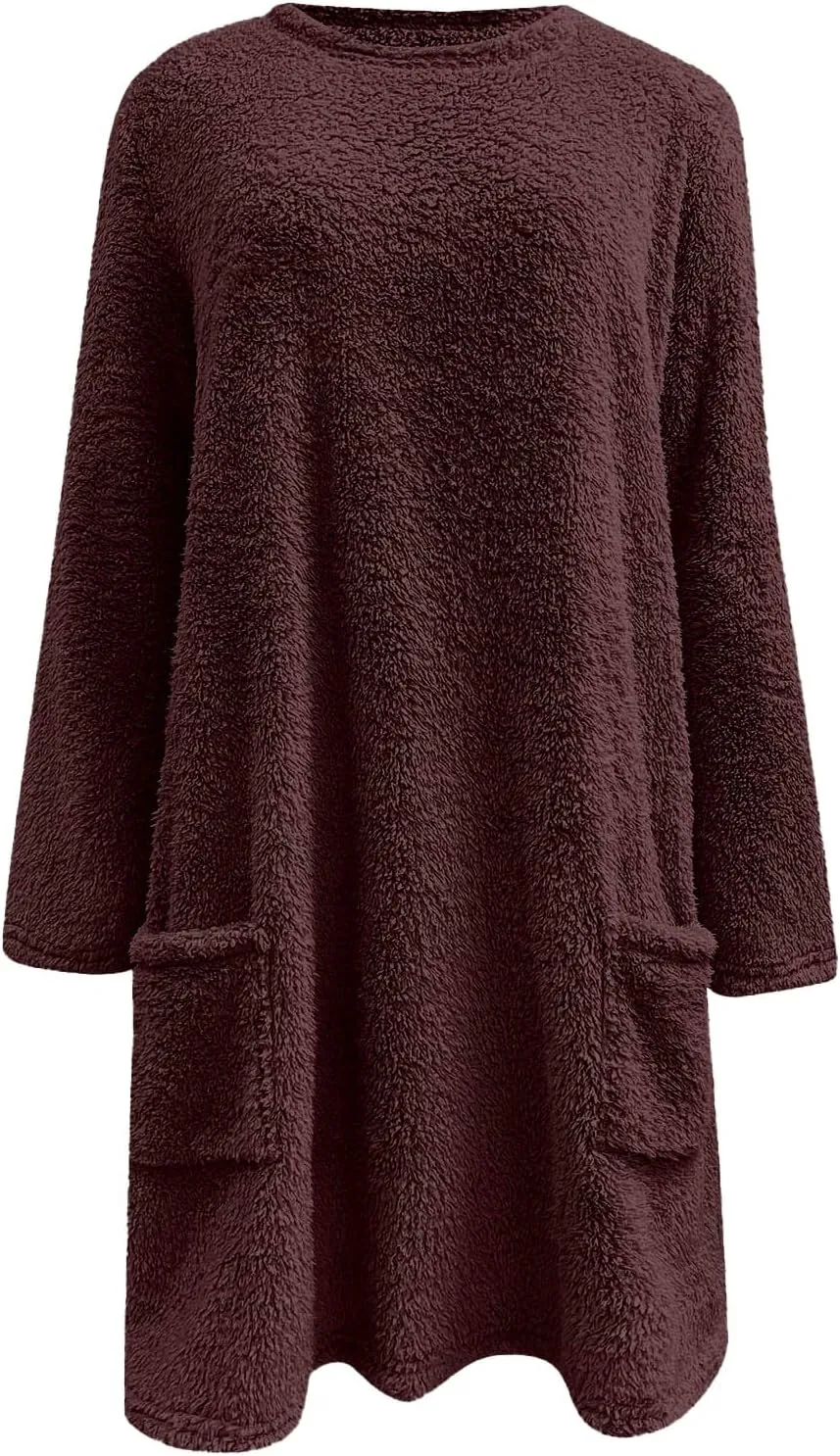 Women's Winter Coats Plus Size Sweaters Cute Tops with Pockets Warm Sweater Tops Trench Pullover Sweaters for Women