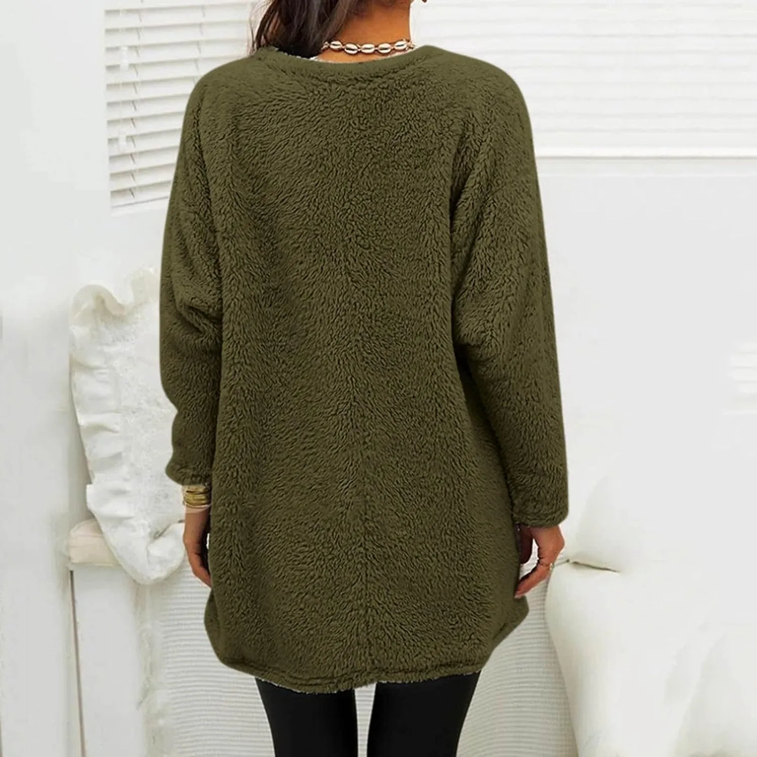 Women's Winter Coats Plus Size Sweaters Cute Tops with Pockets Warm Sweater Tops Trench Pullover Sweaters for Women