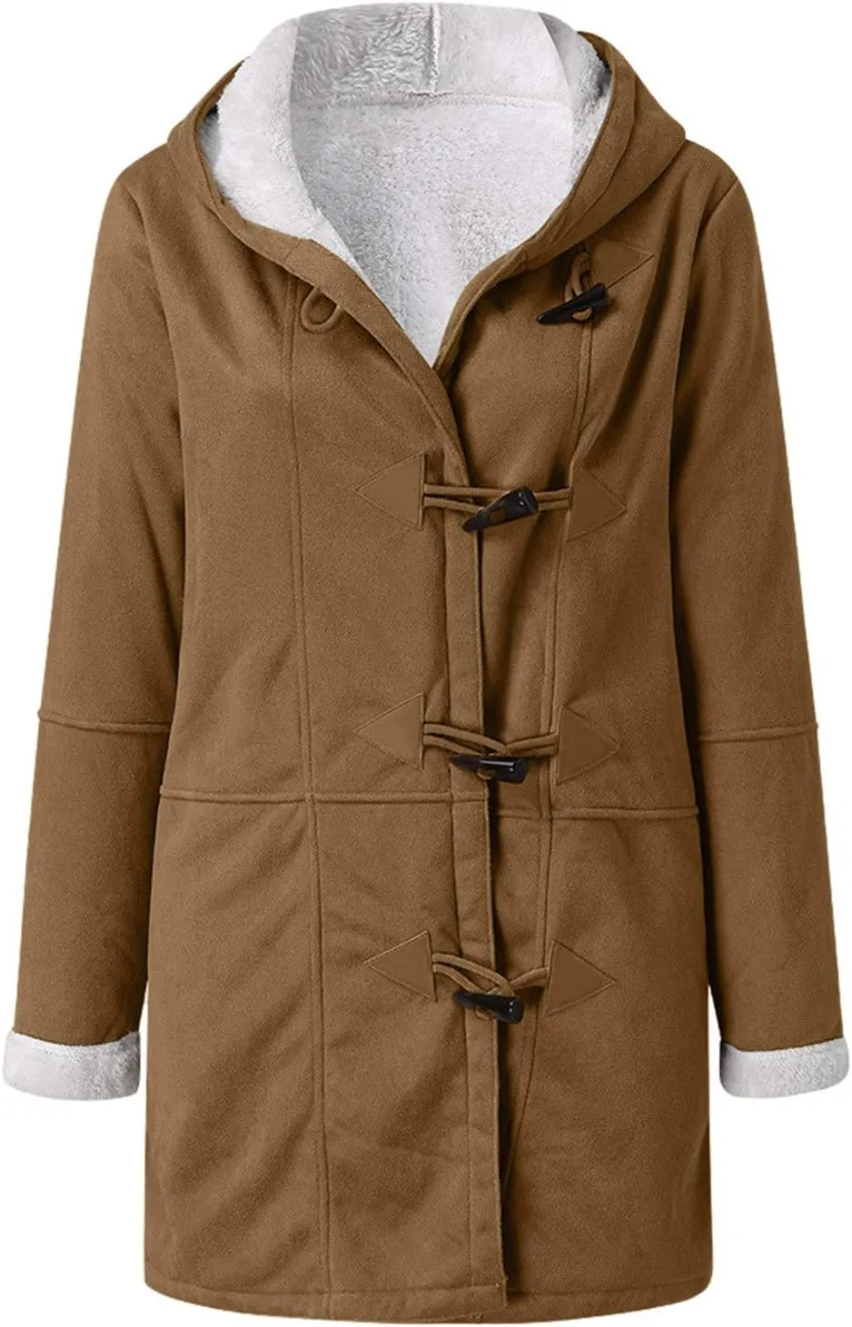 Women's Winter Down Jacket Warm Plush Hoodies Horn Button Coat Plus Size Wool Jacket Velvet Outerwear