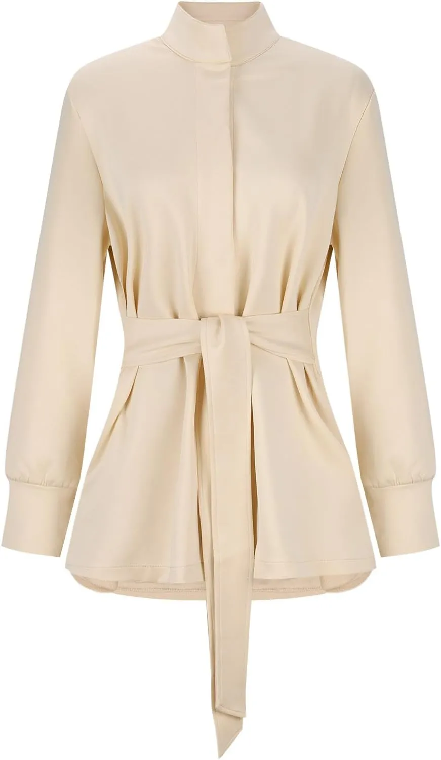 Womens Winter Trench Coat Open Front Wool Blend Pea Coats Casual Notched Lapel Classic Fitted Mid Long Jacket Outwear
