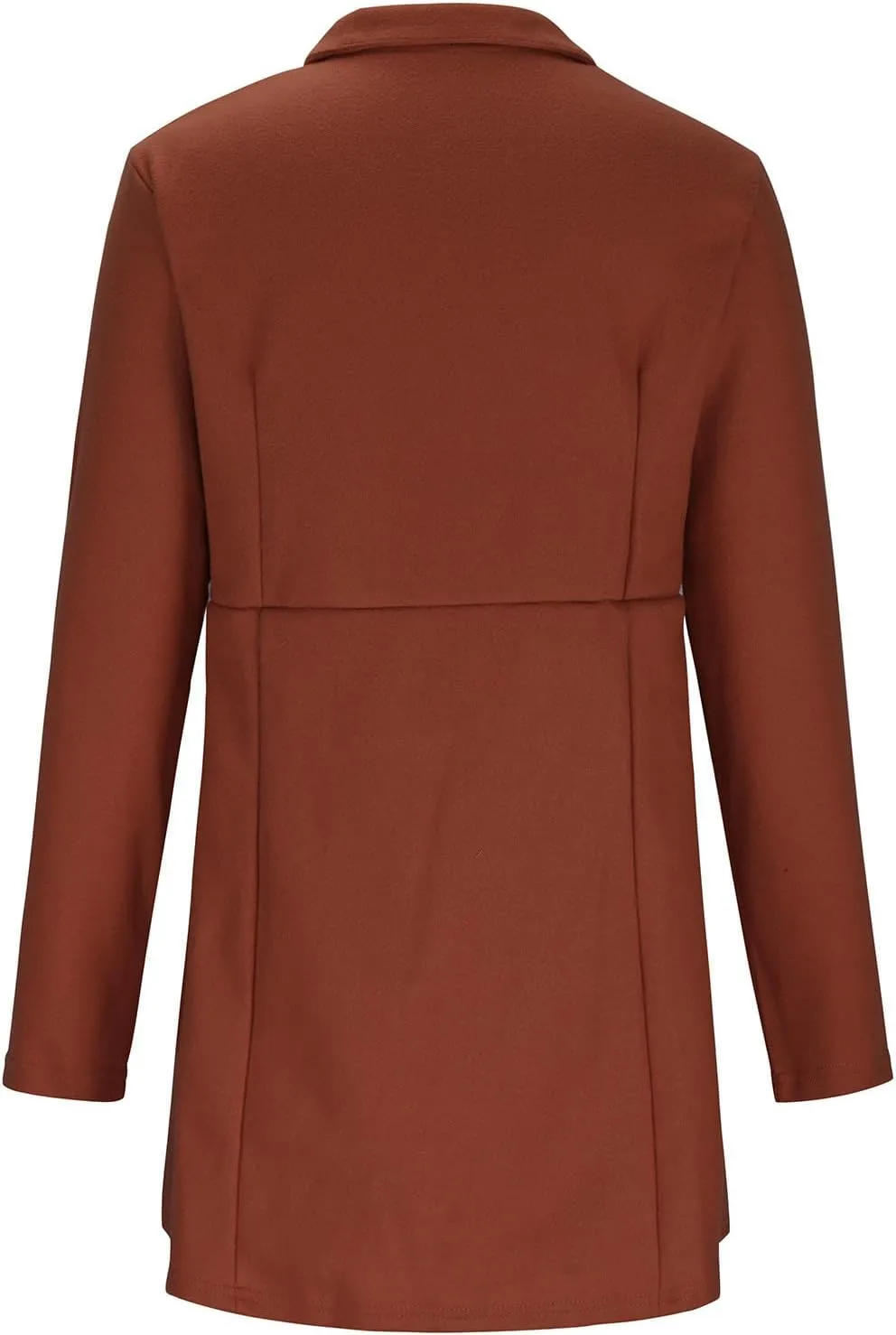 Womens Wool Coats Casual Open Front Notch Lapel Trench Coat Elegant Mid-Long Warm Winter Pea Coats Overcoat