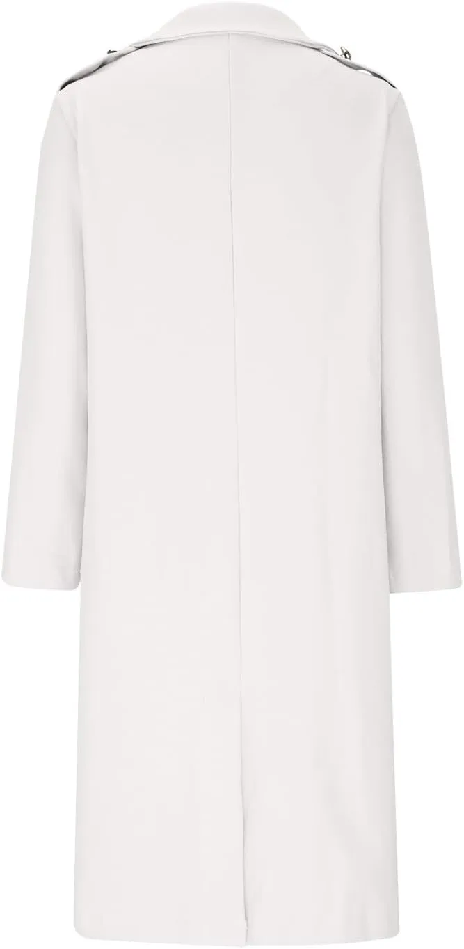 Wool Blend Trench Coat for Women Mid Long Length Office Overcoat Elegant Lapel Collar Belted Pea Coats With Pockets