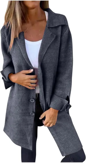 Wool Coat for Women Double Breasted Notch Lapel Trench Caot Elegant Mid-Long Windproof Warm Winter Jackets Outwear
