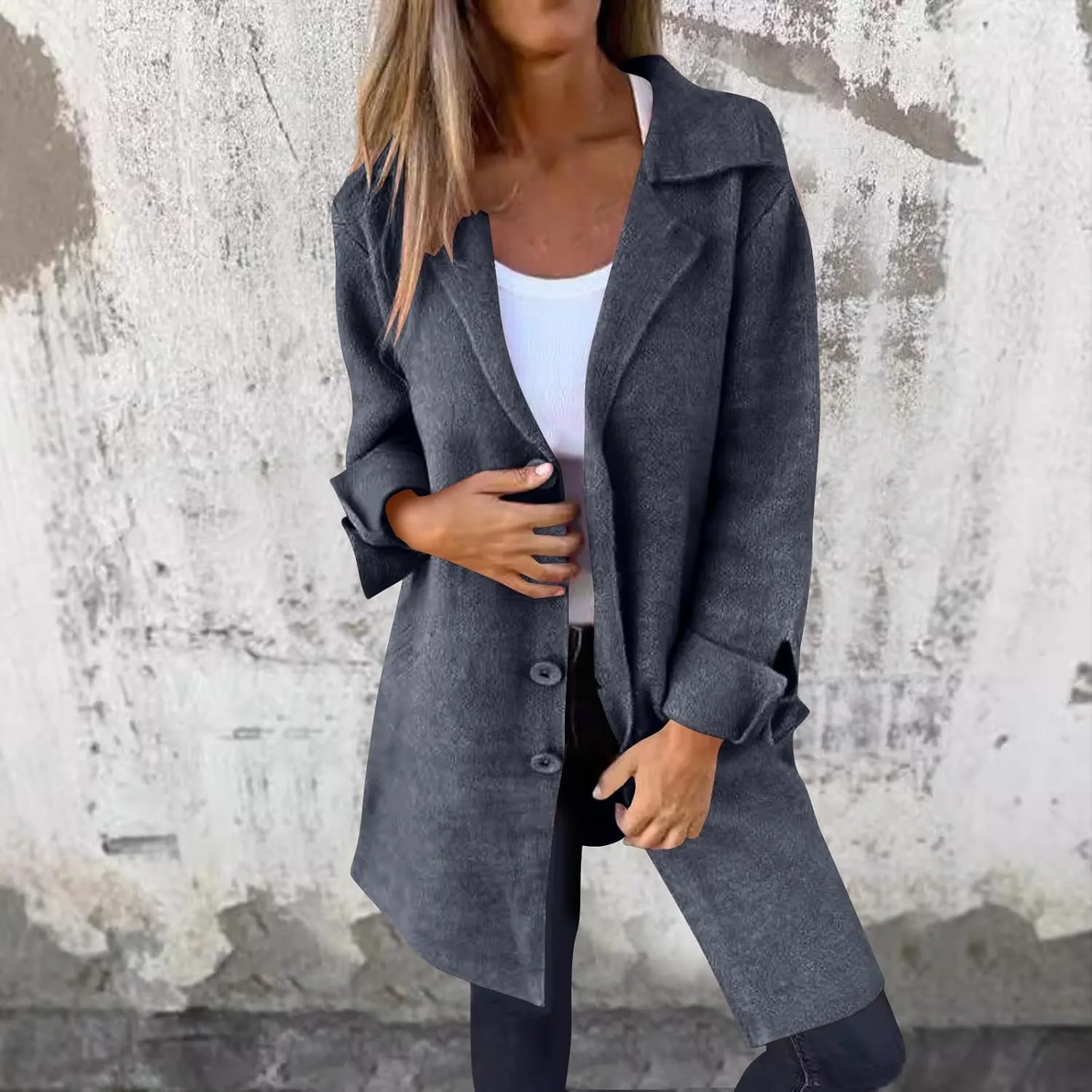 Wool Coat for Women Double Breasted Notch Lapel Trench Caot Elegant Mid-Long Windproof Warm Winter Jackets Outwear