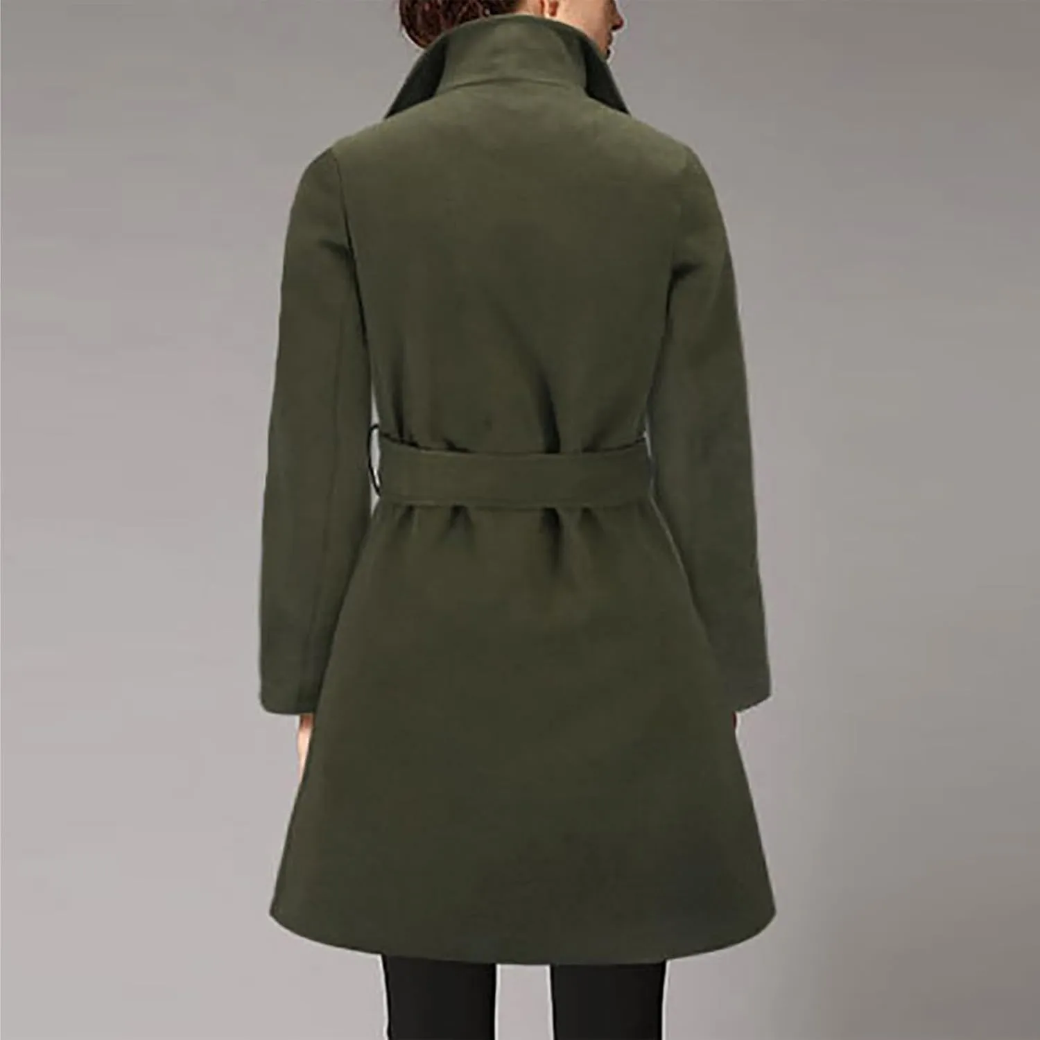 Wool Coats for Women Casual Long Winter Pea Coats Open Front Belted Elegant Trench Coat Dress Coats Outwear