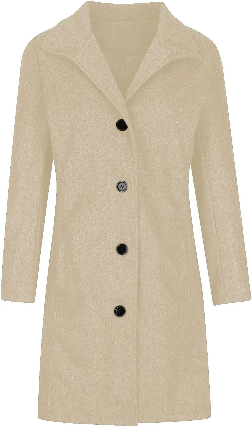 Wool Coats for Women Winter Thicken Wool Blend Pea Coat Stand Collar Single Breasted Casual Trench Coat Overcoat