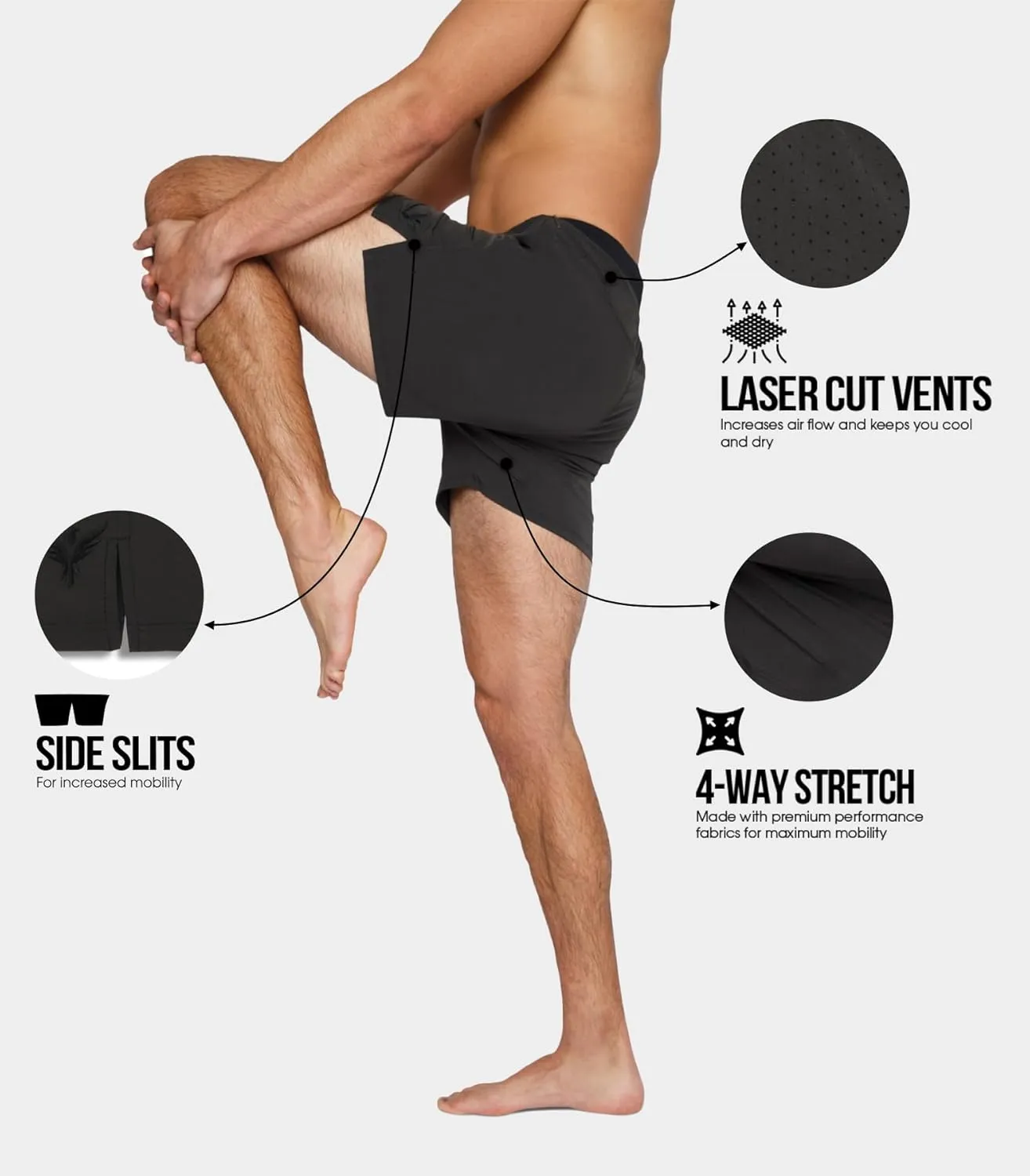 YOGA CROW 5" Men's Yoga Shorts Mens Athletic Shorts with Zipper Pockets, Breathable Liner, Mens Running Shorts, Hot Yoga