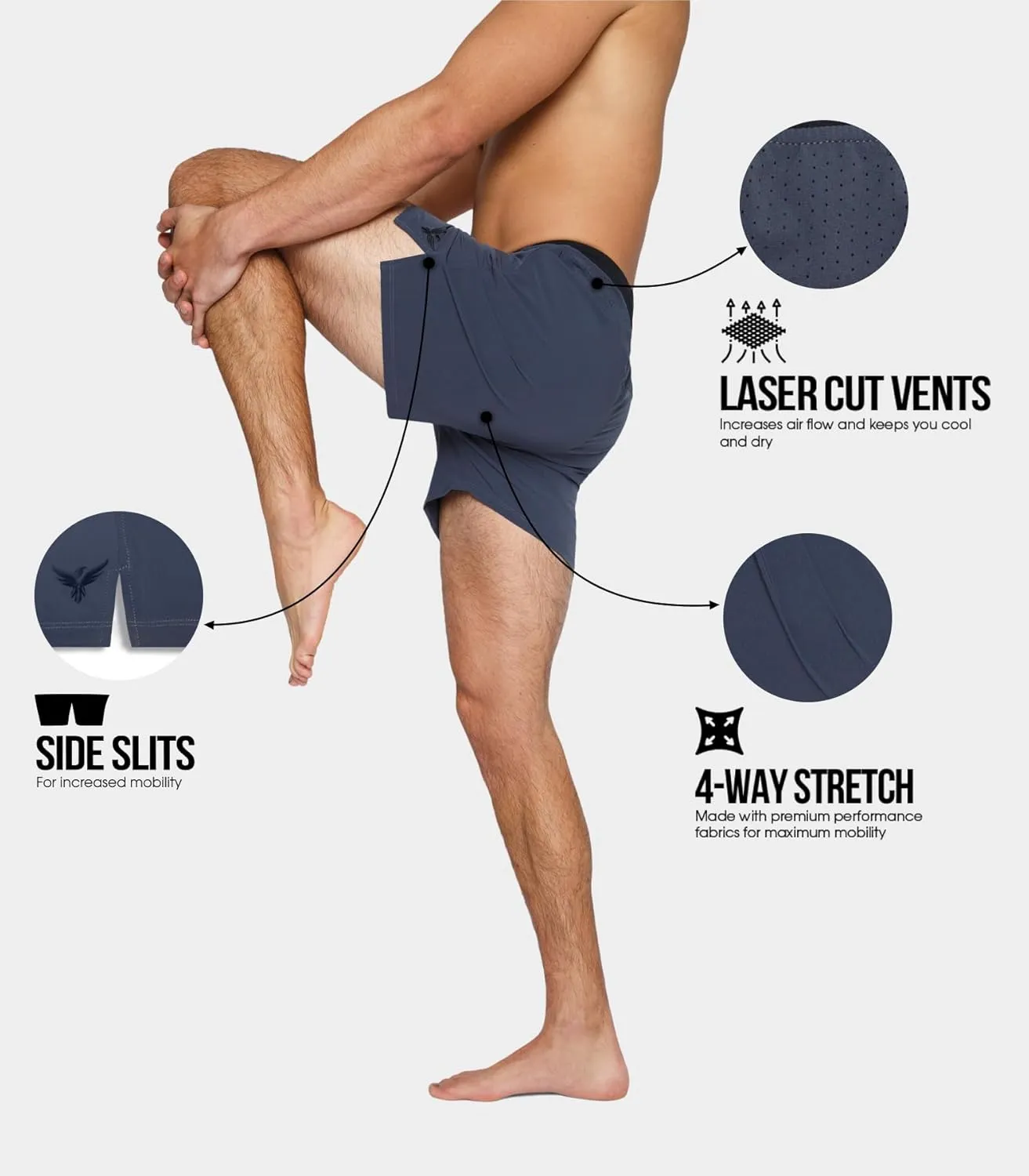 YOGA CROW 5" Men's Yoga Shorts Mens Athletic Shorts with Zipper Pockets, Breathable Liner, Mens Running Shorts, Hot Yoga