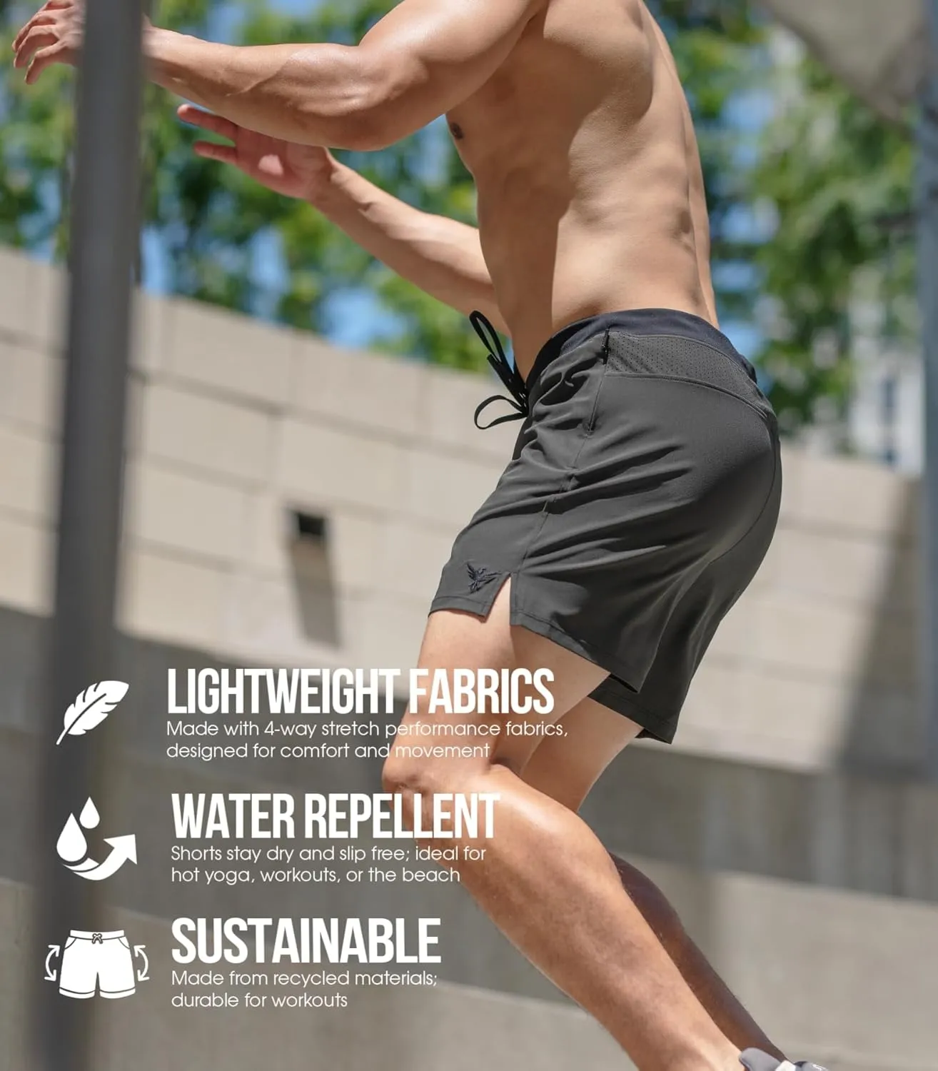 YOGA CROW 5" Men's Yoga Shorts Mens Athletic Shorts with Zipper Pockets, Breathable Liner, Mens Running Shorts, Hot Yoga