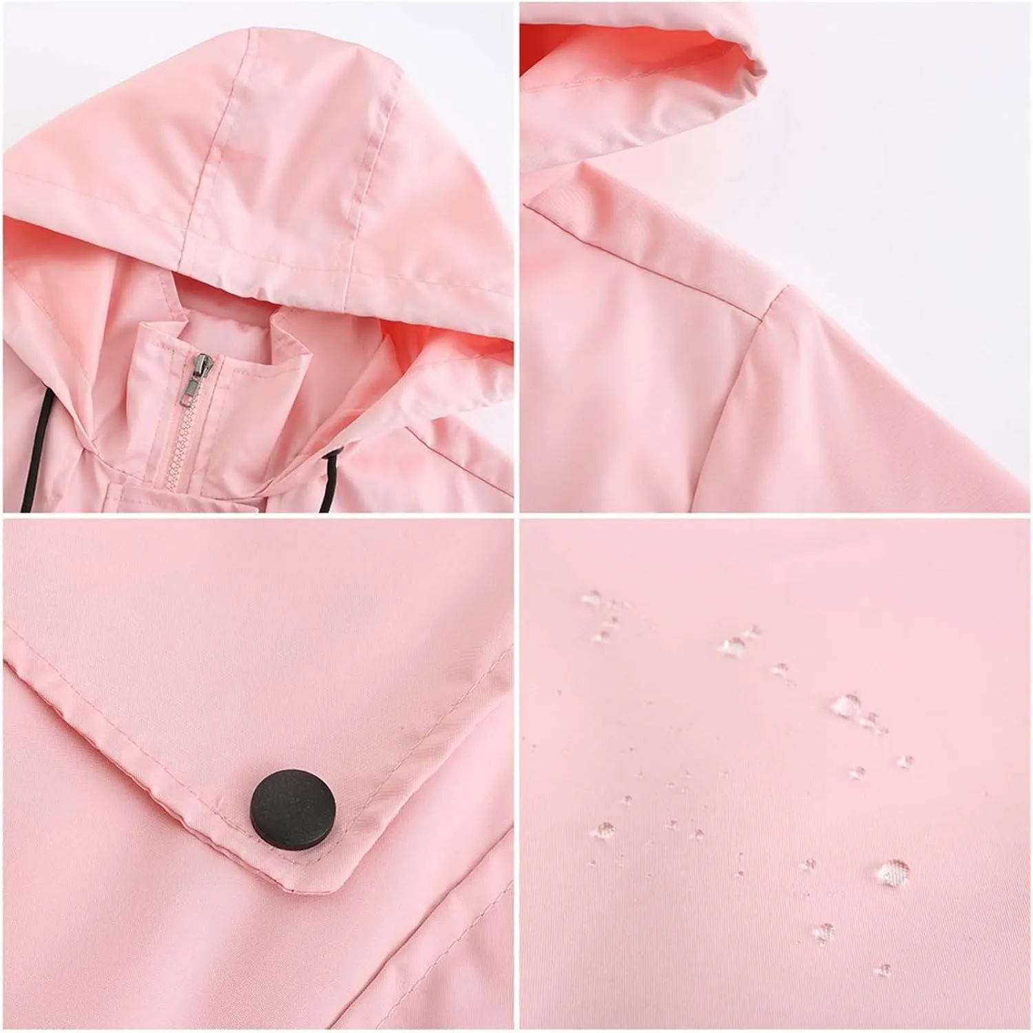 YRAETENM Rain Jacket Women Lightweight Waterproof Trench Coat Active Outdoor Hooded Windbreaker Casual Raincoat with Pockets