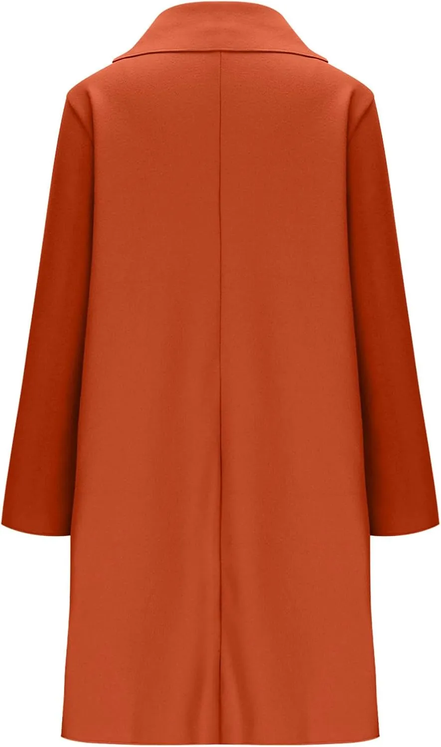 YRAETENM Trench Coat Women Single Breasted Notch Lapel Wool Coats Casual Mid Long Solid Color Jackets Fall Winter Outwear