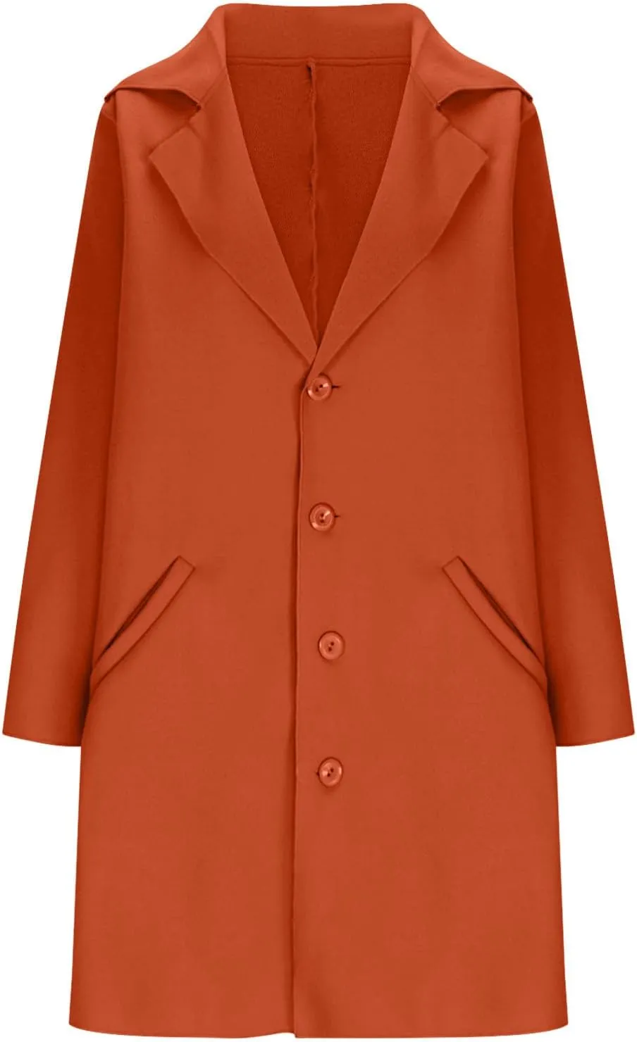 YRAETENM Trench Coat Women Single Breasted Notch Lapel Wool Coats Casual Mid Long Solid Color Jackets Fall Winter Outwear