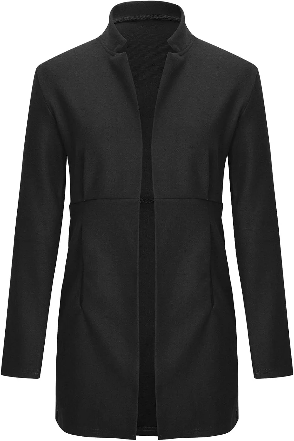 YRAETENM Women Winter Wool Jacket Fall Tailored Open Front Blazer Pea Coat Work Office Woolen Mid Long Cardigan Trench Coat