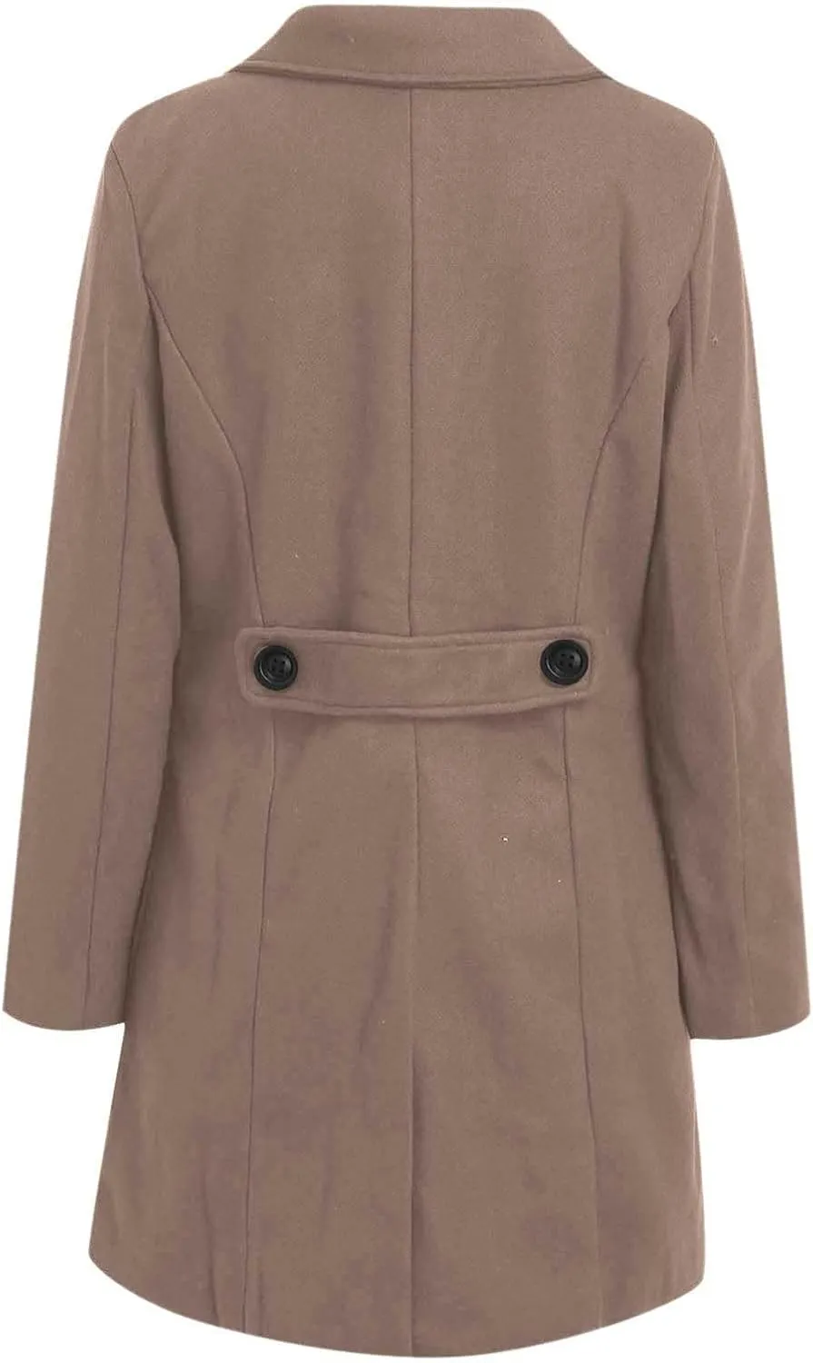 YRAETENM Women's Plus Size Long Winter Coats Notch Lapel Double Breasted Trench Coats Casual Mid Long Pea Coat with Pockets