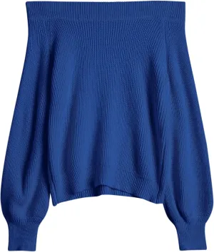 ZAFUL Women Off Shoulder Sweater Long Sleeve Knit Sweater Loose Pullover Jumper Tops